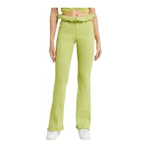 SAMMY B  Kenny Slim Fit Flared Ribbed Jersey Pants in Green  NWOT